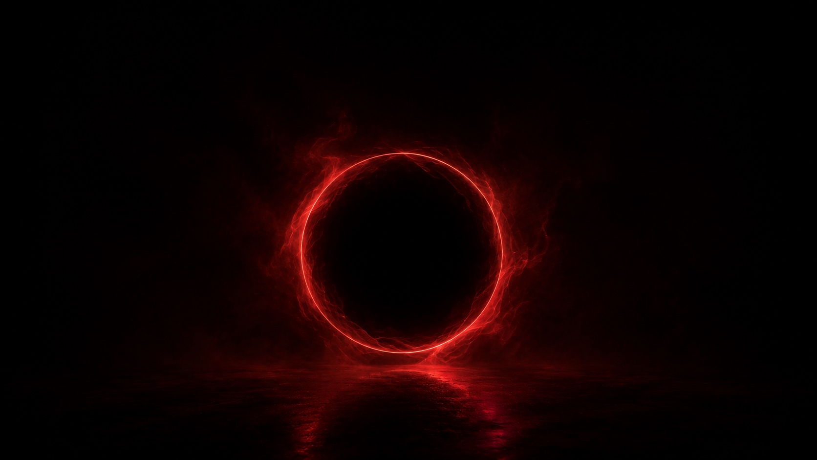 Installation AURA : un halo de lumière bourgogne émerge lentement de l’obscurité